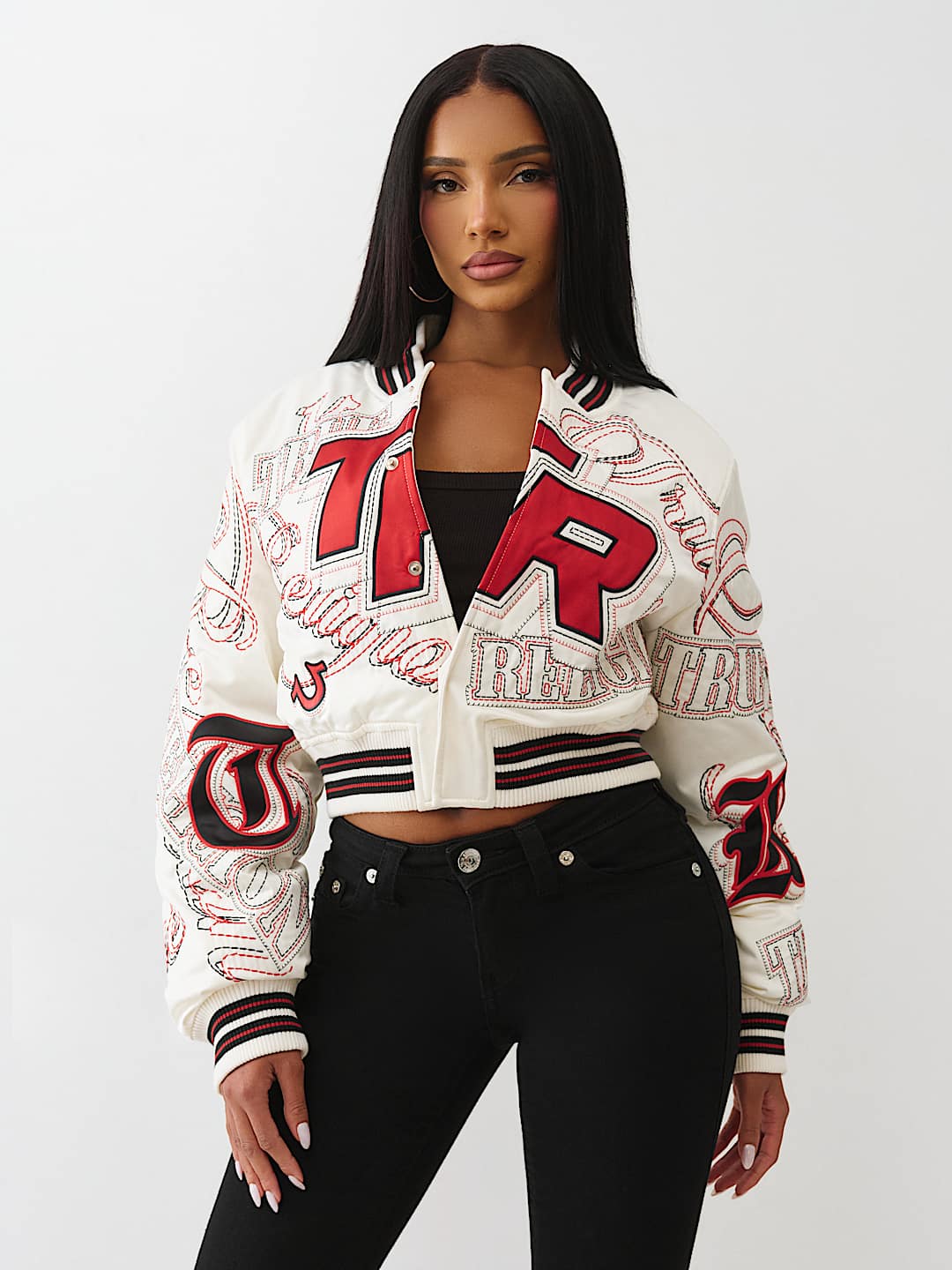 EMBROIDERED CROPPED BOMBER JACKET , image 2
