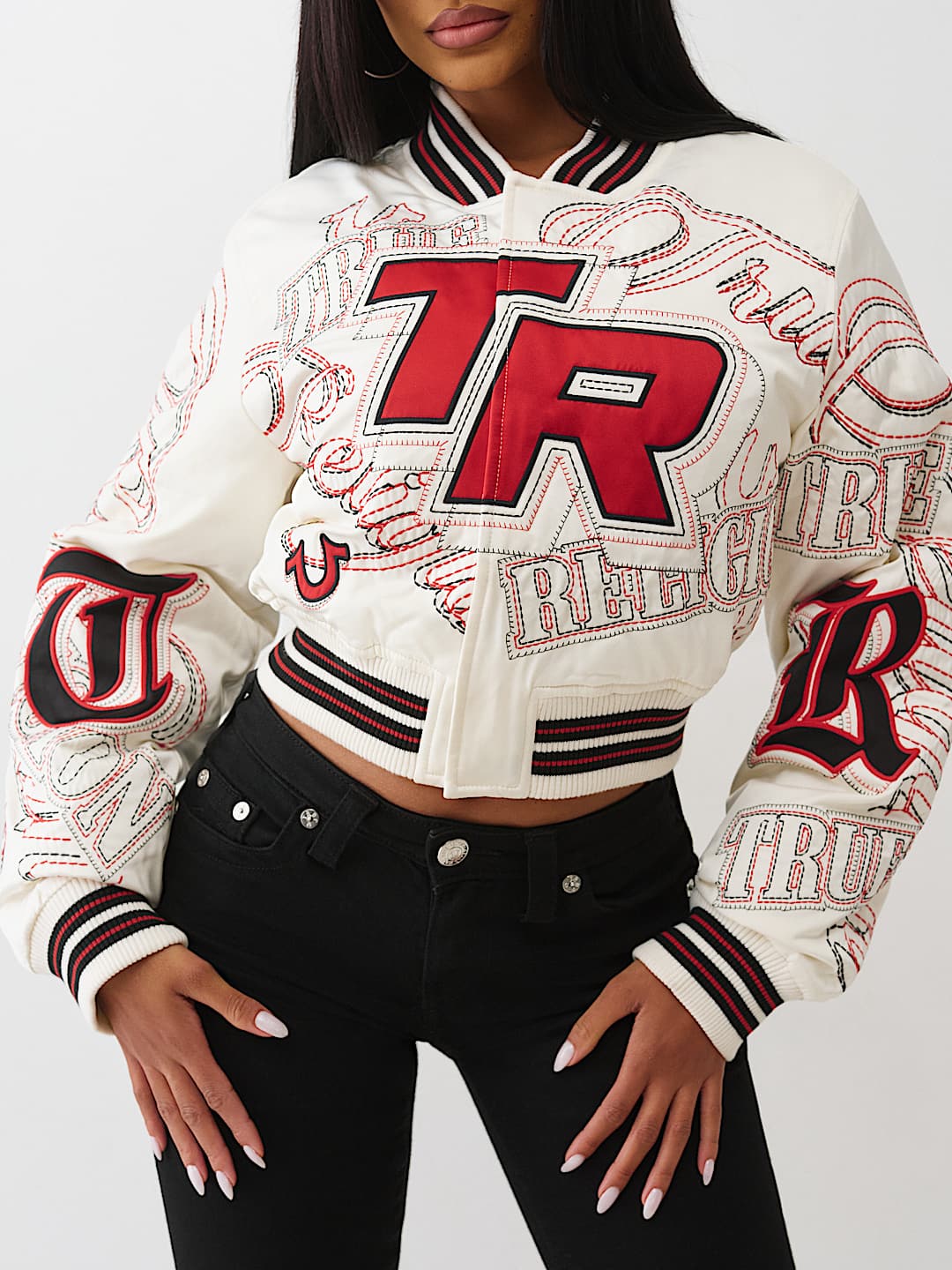EMBROIDERED CROPPED BOMBER JACKET , image 3
