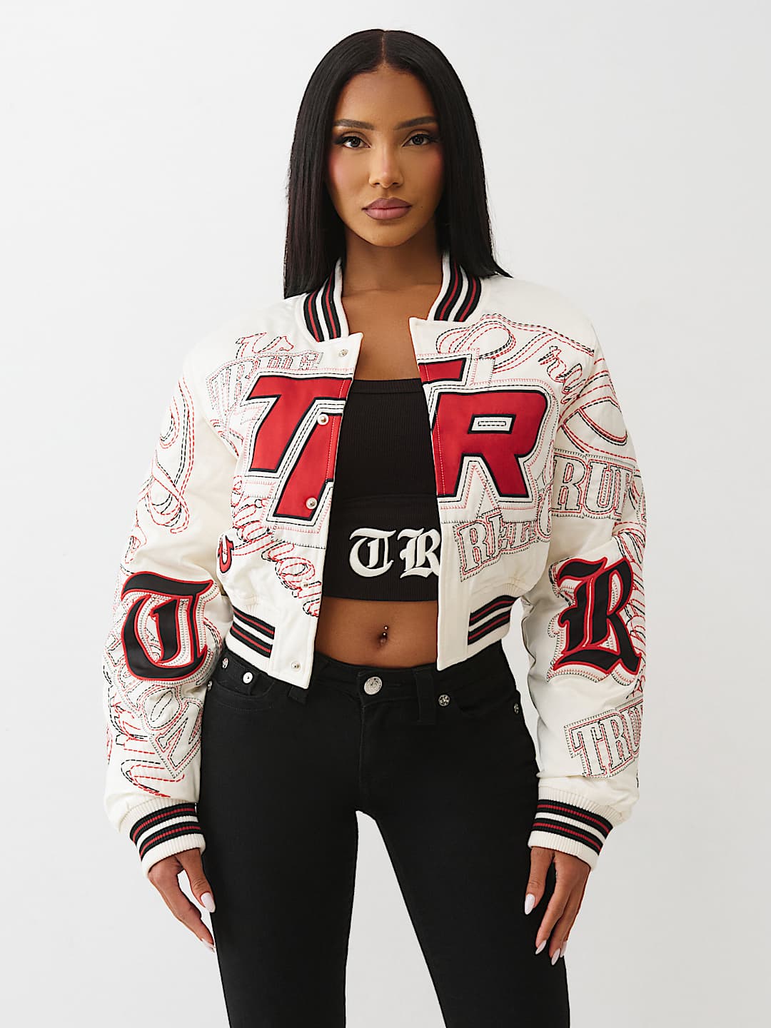 EMBROIDERED CROPPED BOMBER JACKET , image 5