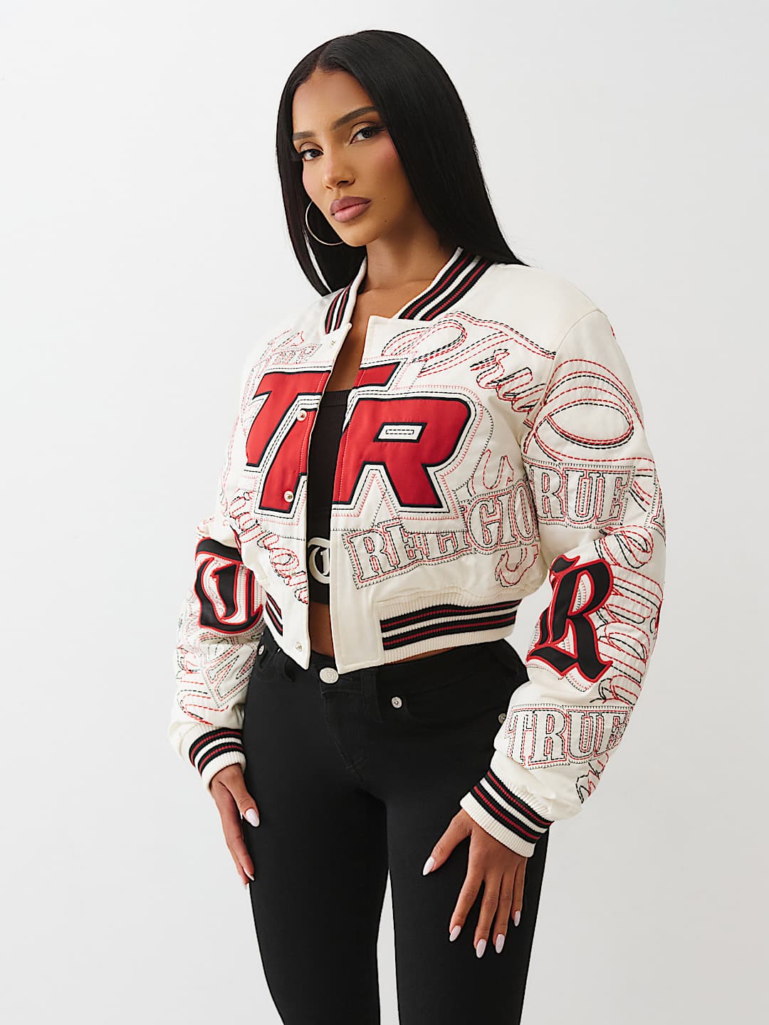EMBROIDERED CROPPED BOMBER JACKET , image 6