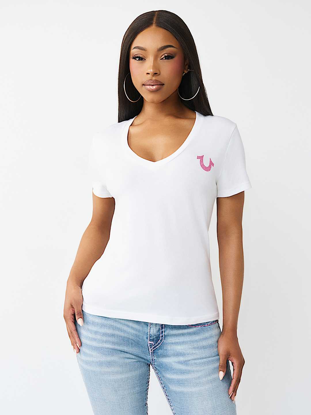 CRYSTAL BUDDHA V-NECK TEE, image 2