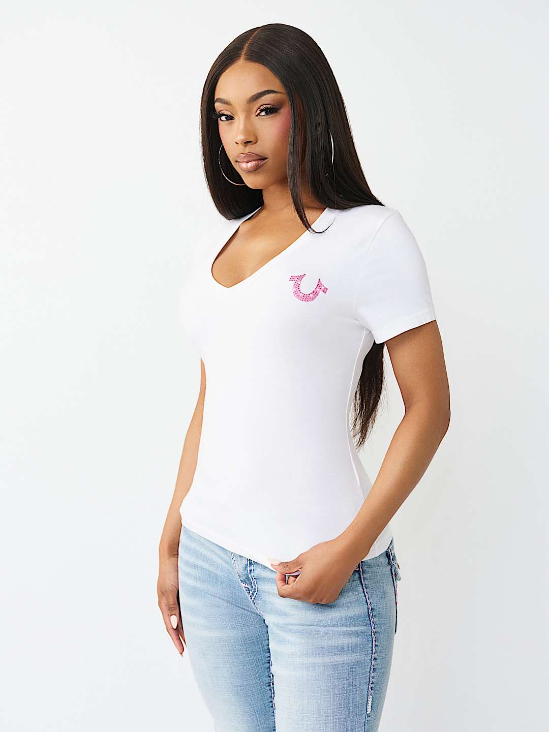 CRYSTAL BUDDHA V-NECK TEE, image 4