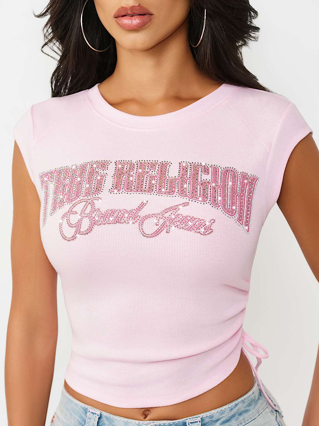 CAMISETA PEQUE&Ntilde;A CON LATERAL FRUNCIDO Y CRISTALES, image 1