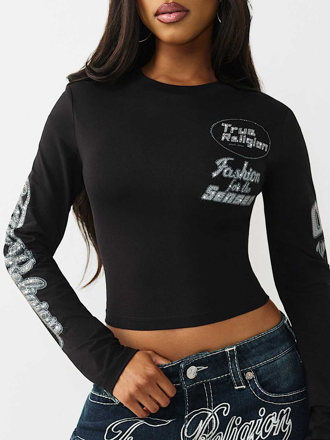 CRYSTAL SPORTY LONG SLEEVE BABY TEE, image 6