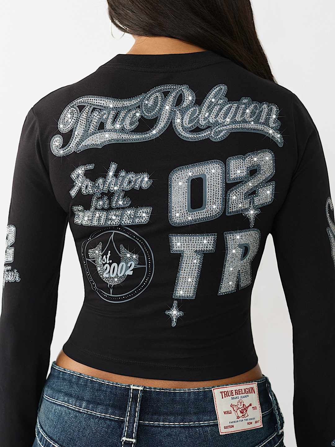 CRYSTAL SPORTY LONG SLEEVE BABY TEE, image 1