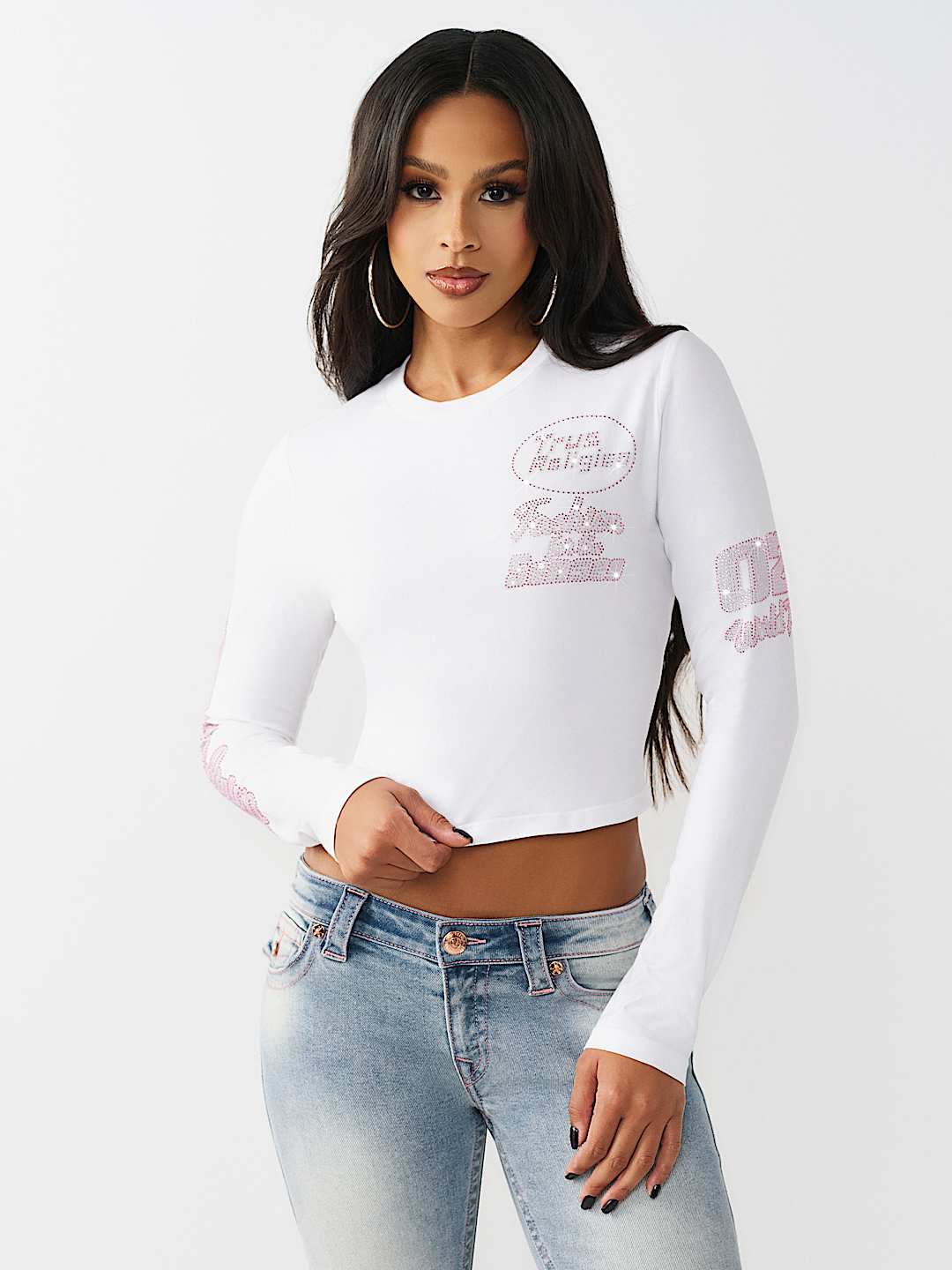 CRYSTAL SPORTY LONG SLEEVE BABY TEE, image 4