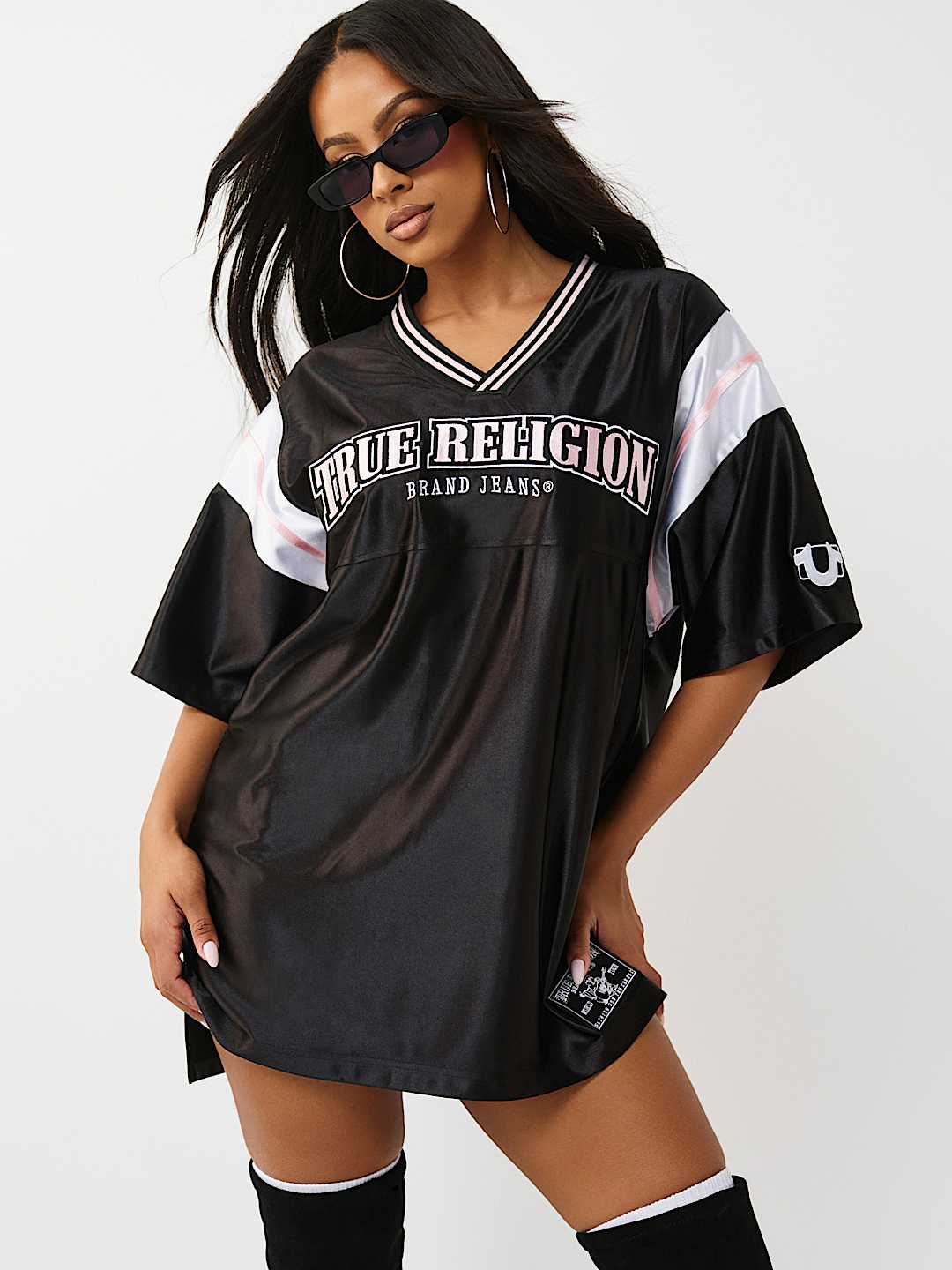 EMBROIDERED JERSEY SLIT  DRESS, image 3