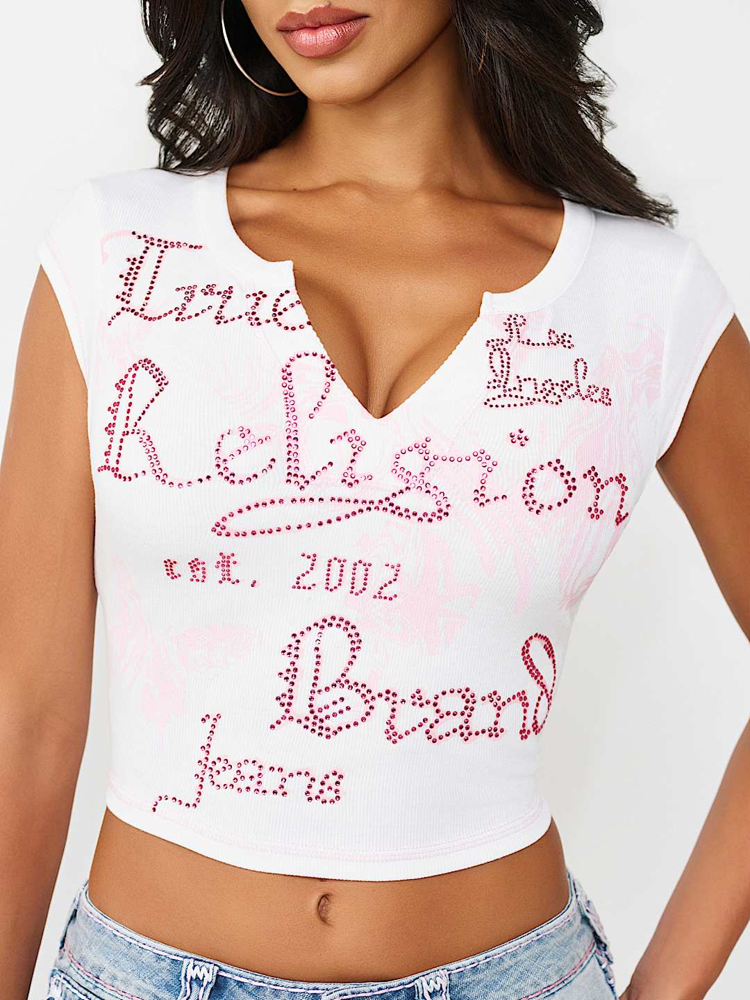 V-NOTCH RIBBED TEE, image 1