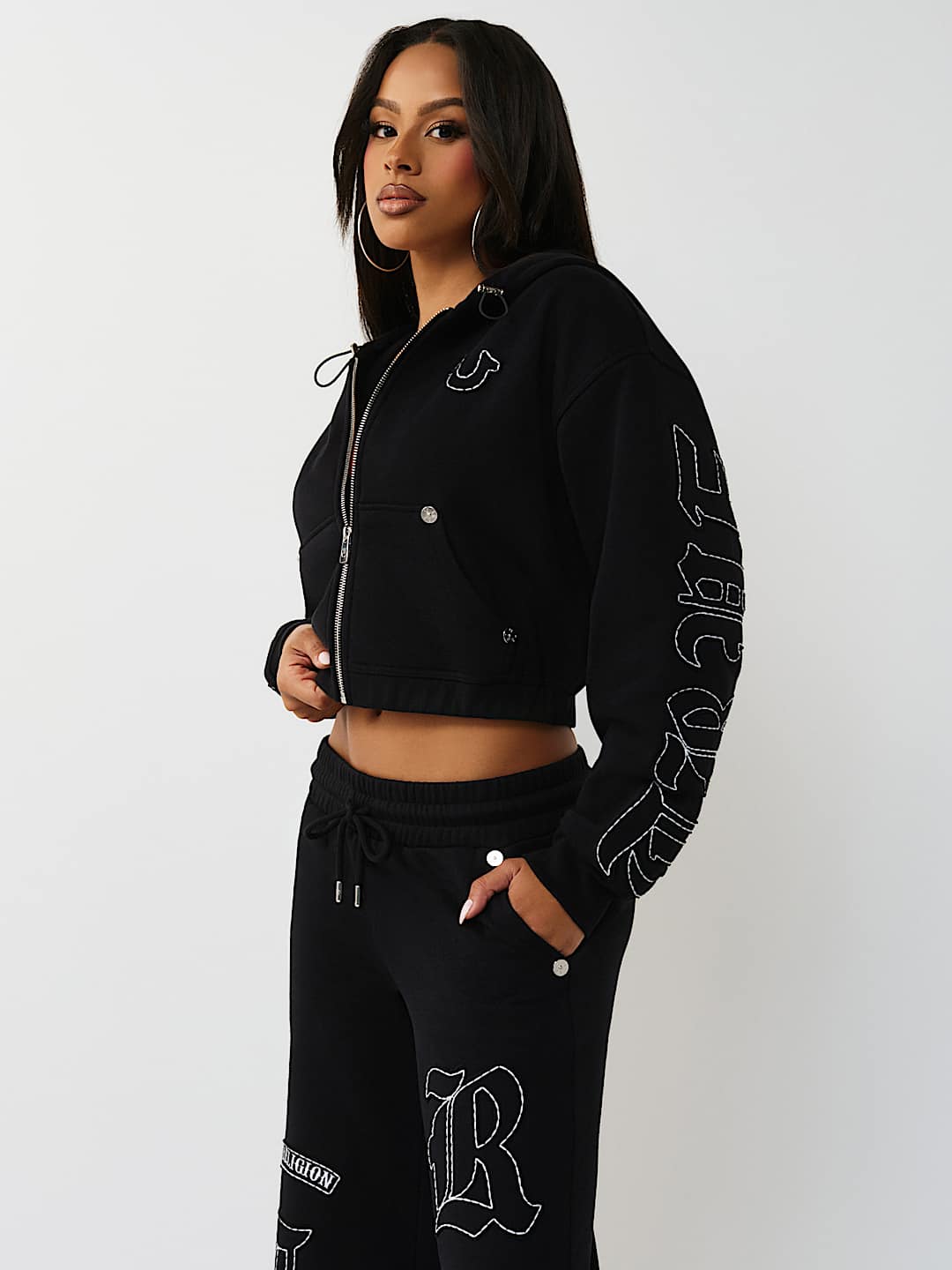 BIG T APPLIQU&Eacute; RELAXED ZIP HOODIE, image 5