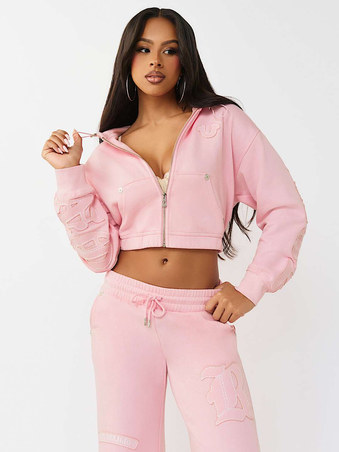 BIG T APPLIQU&Eacute; RELAXED ZIP HOODIE, image 4