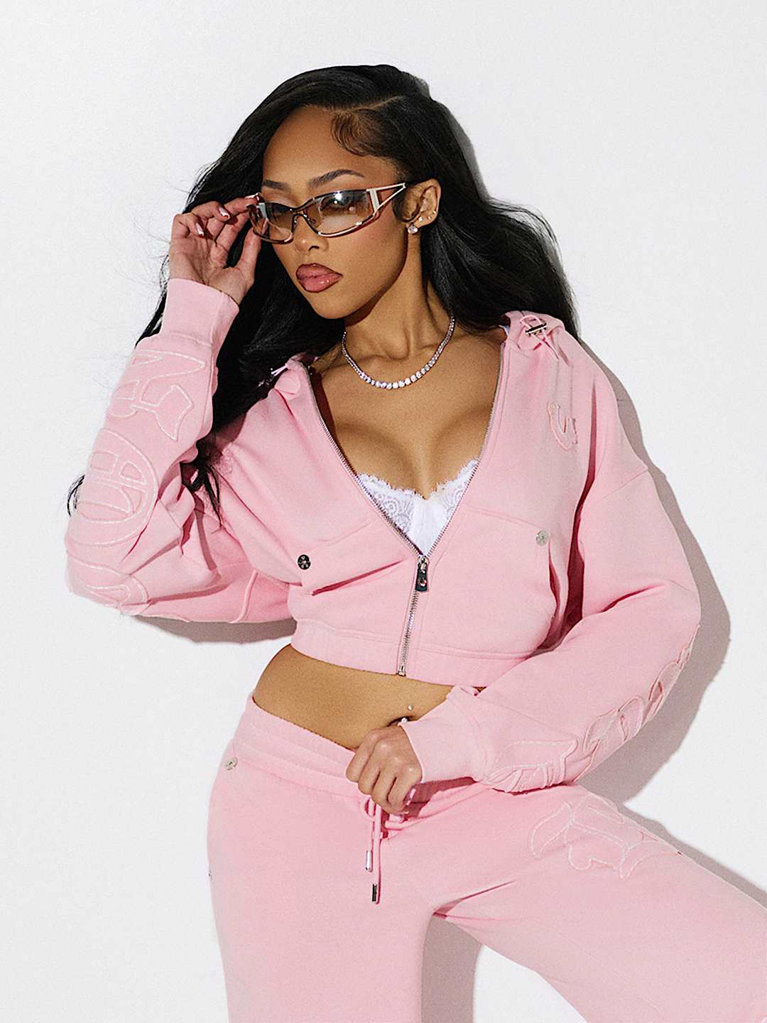 BIG T APPLIQU&Eacute; RELAXED ZIP HOODIE, image 1