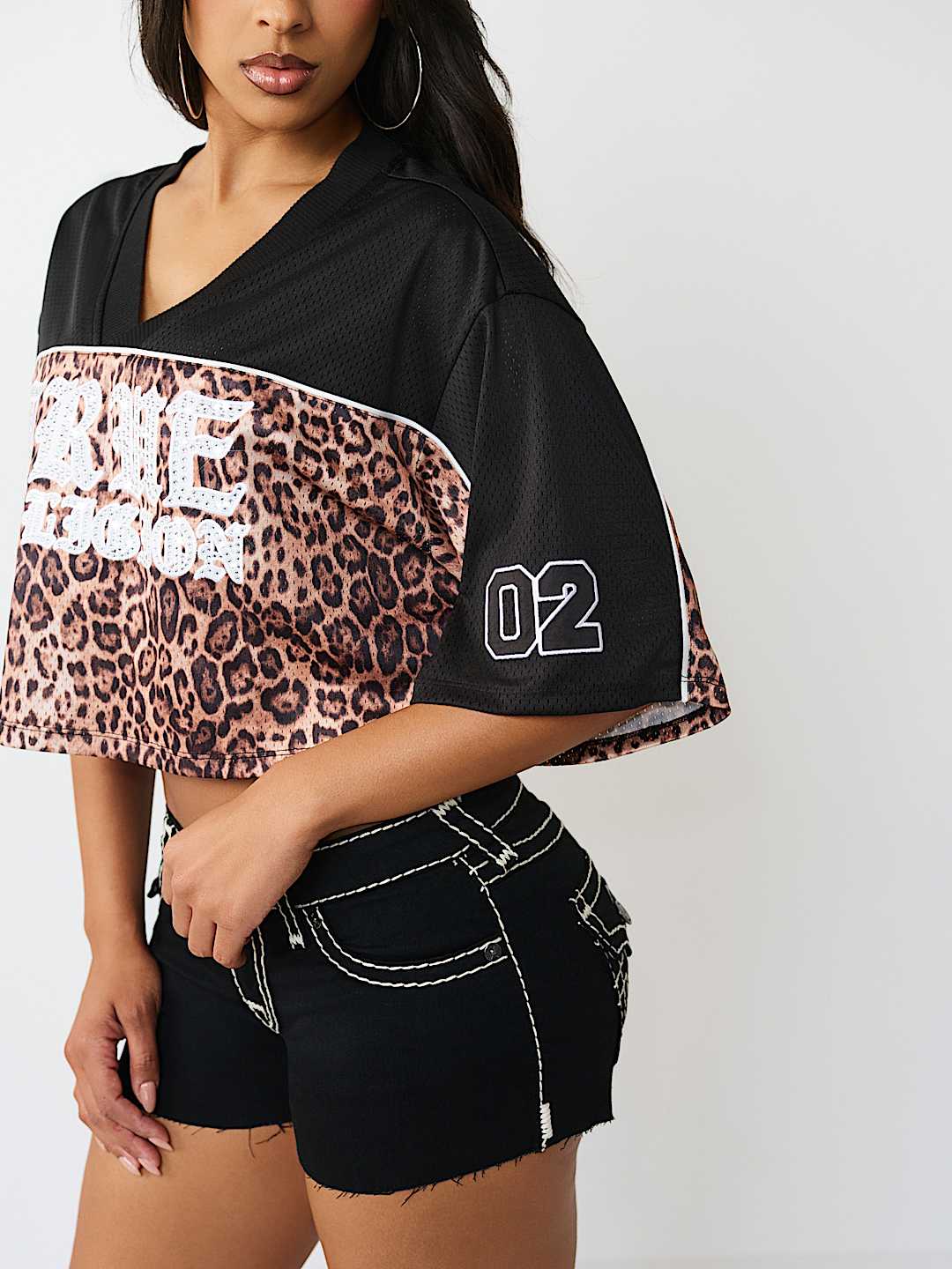 CRYSTAL LEOPARD JERSEY TOP, image 6
