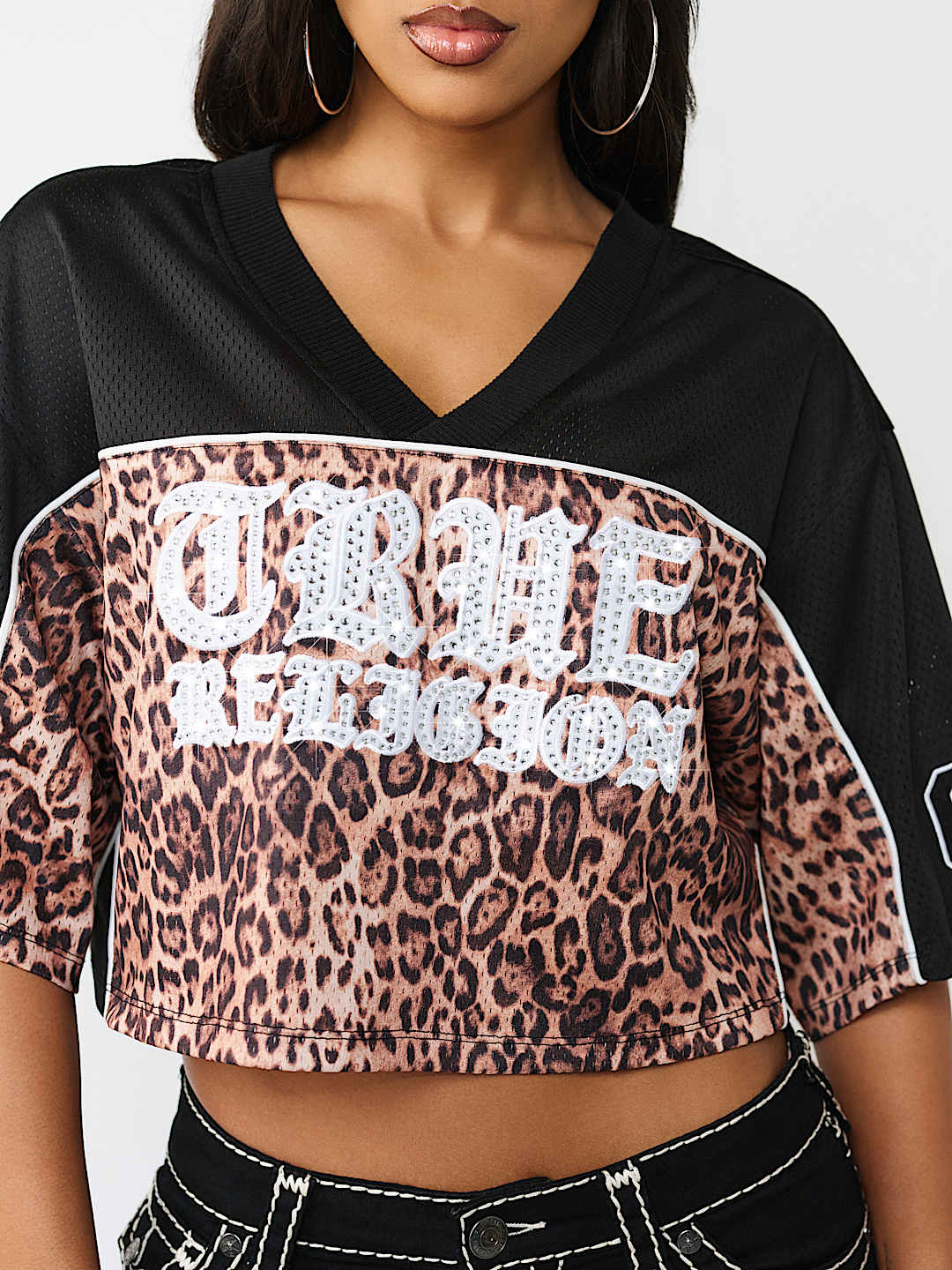 CRYSTAL LEOPARD JERSEY TOP, image 1