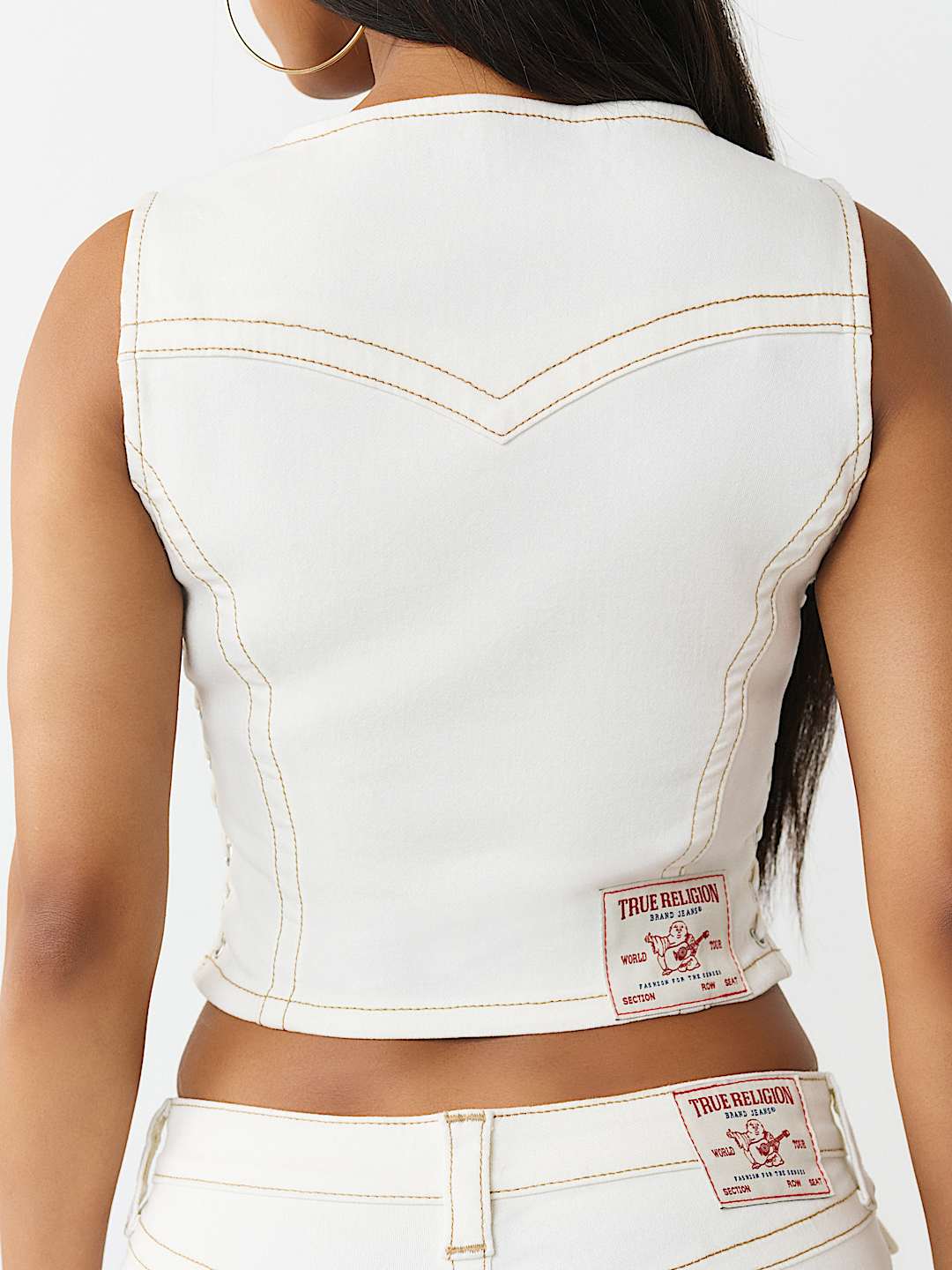 LACE-UP DENIM TOP, image 6