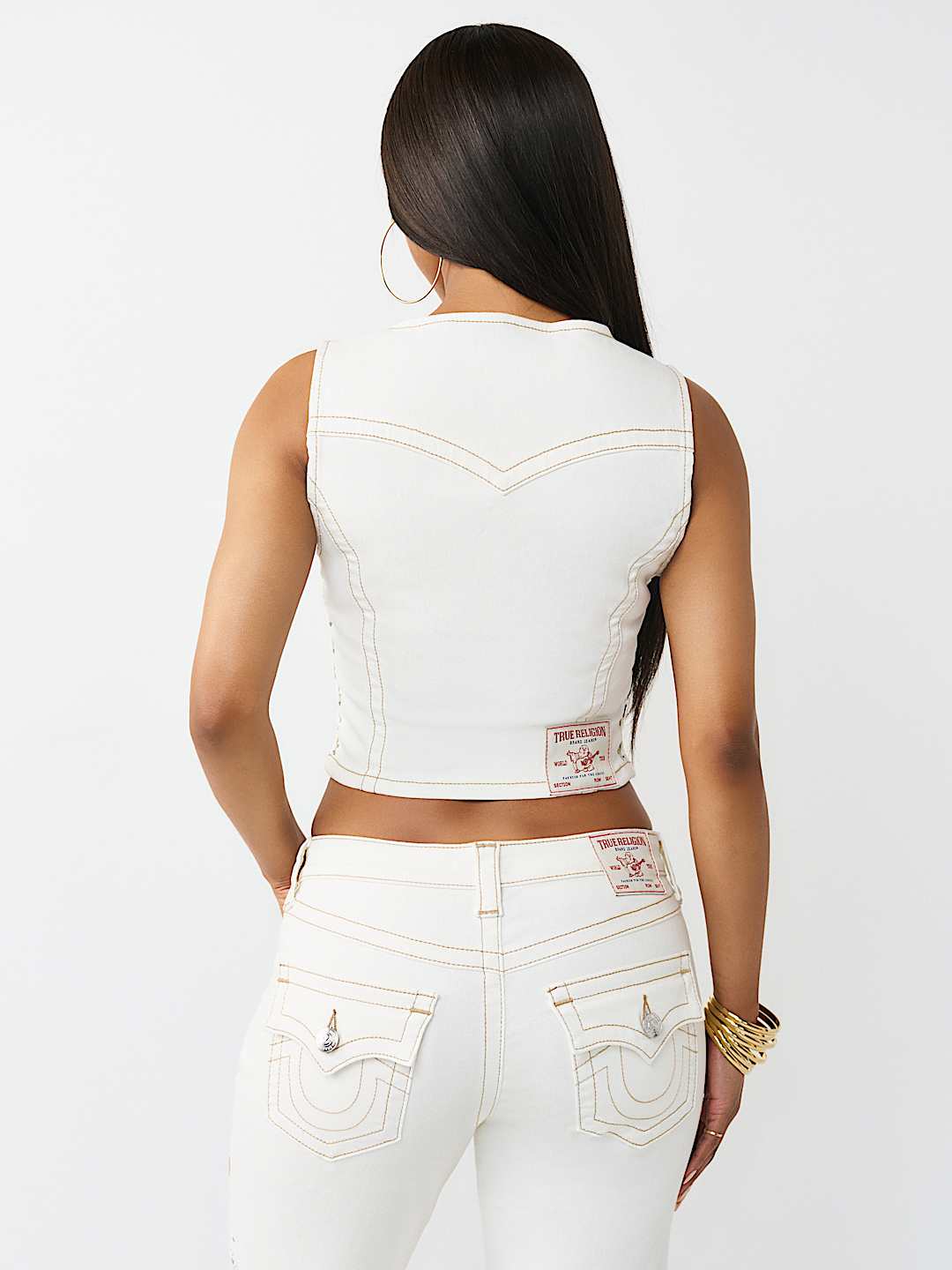 TOP DE MEZCLILLA CON CORDONES, image 9