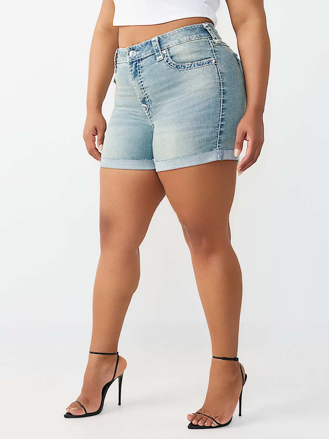PLUS JENNIE MID RISE SUPER T FLAP CURVY SHORT, image 4