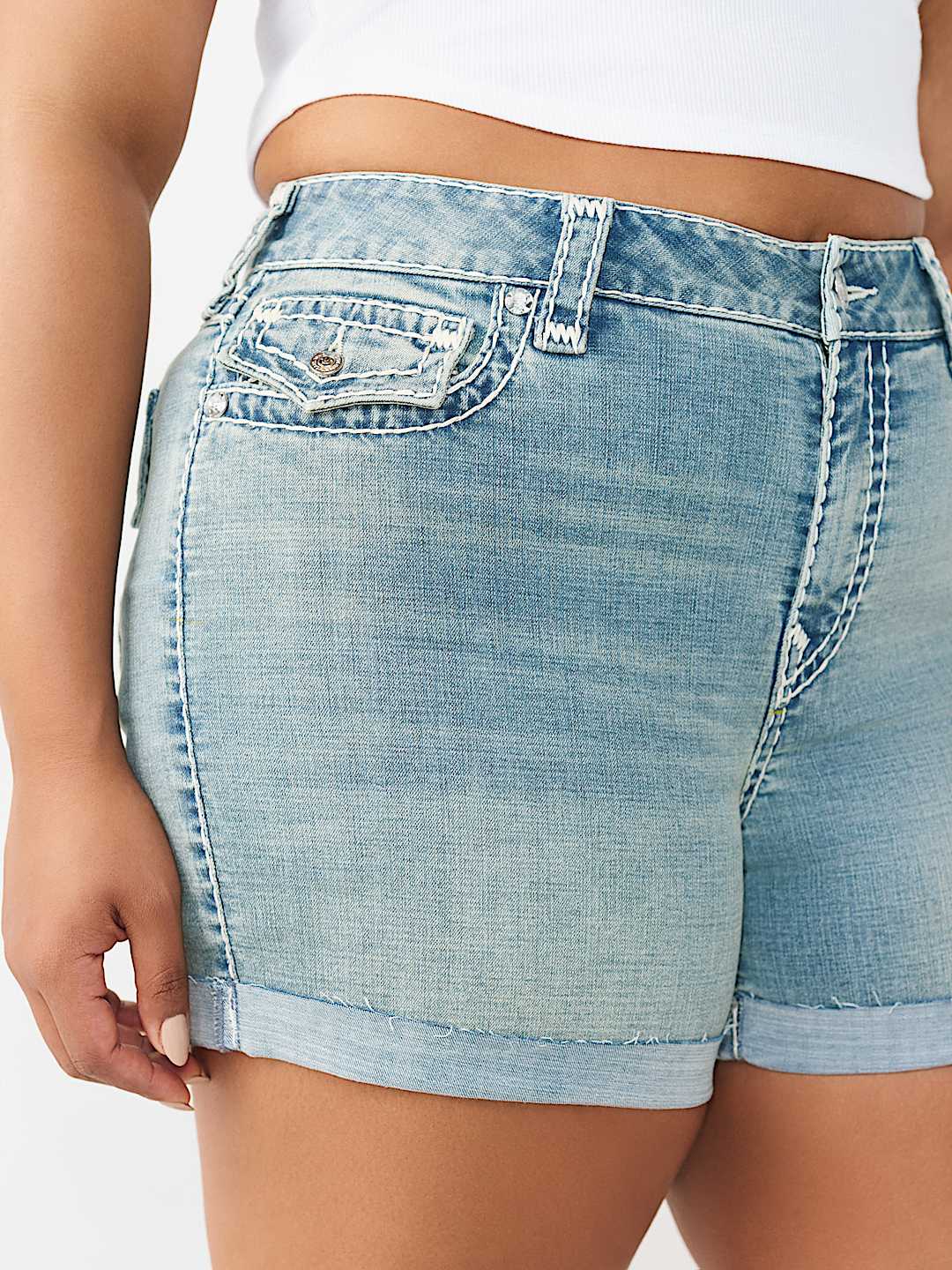 PLUS JENNIE MID RISE SUPER T FLAP CURVY SHORT, image 6