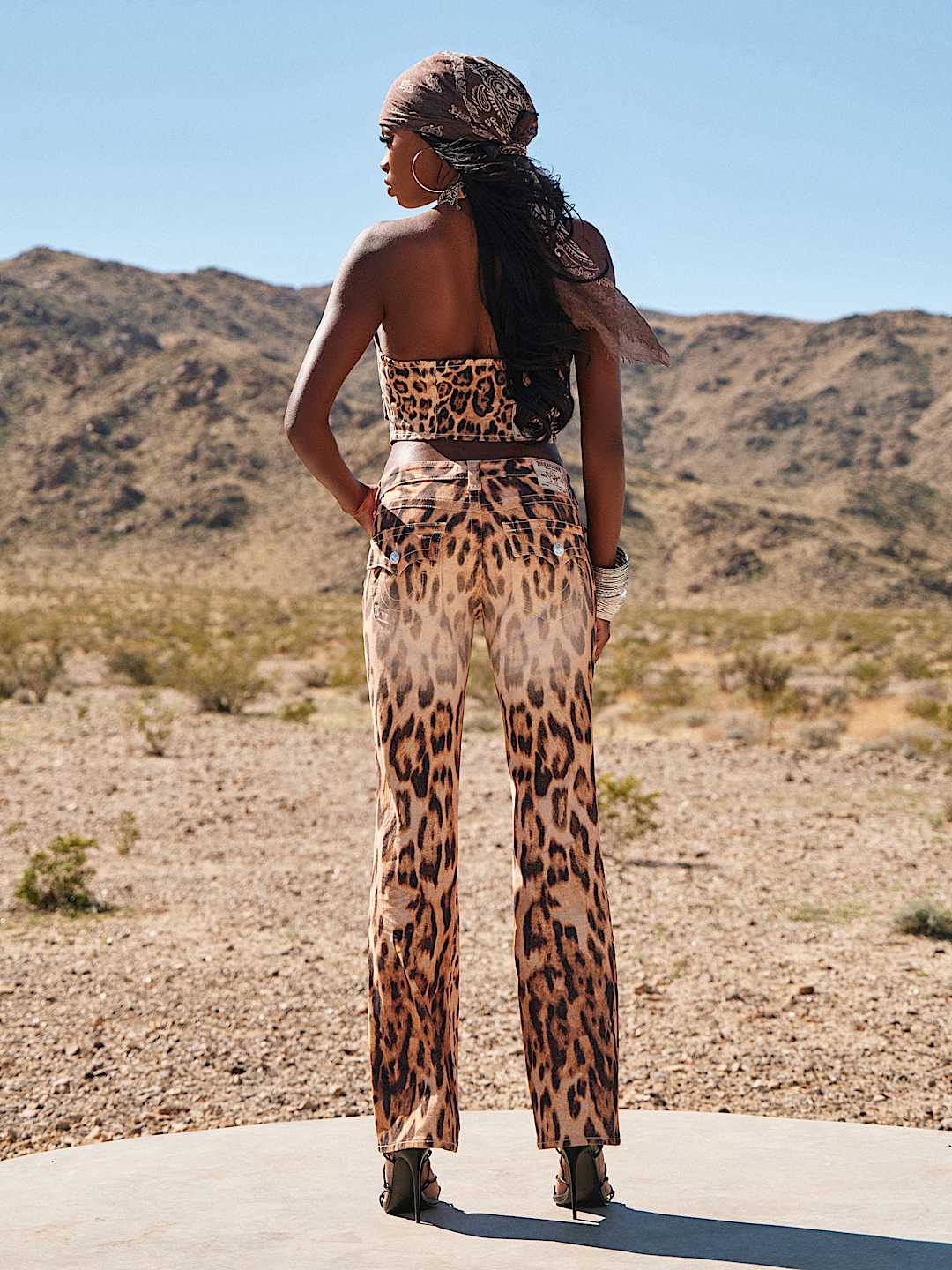 BECCA MID RISE LEOPARD FLAP BOOTCUT JEAN, image 2