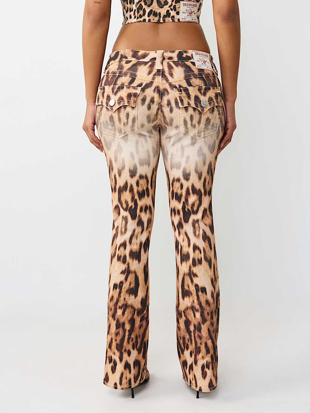 BECCA MID RISE LEOPARD FLAP BOOTCUT JEAN, image 4