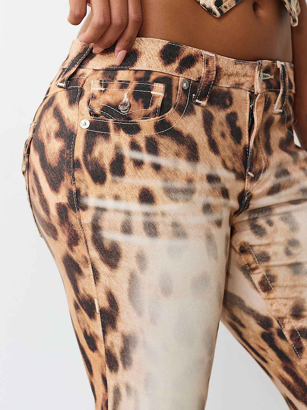 BECCA MID RISE LEOPARD FLAP BOOTCUT JEAN, image 5