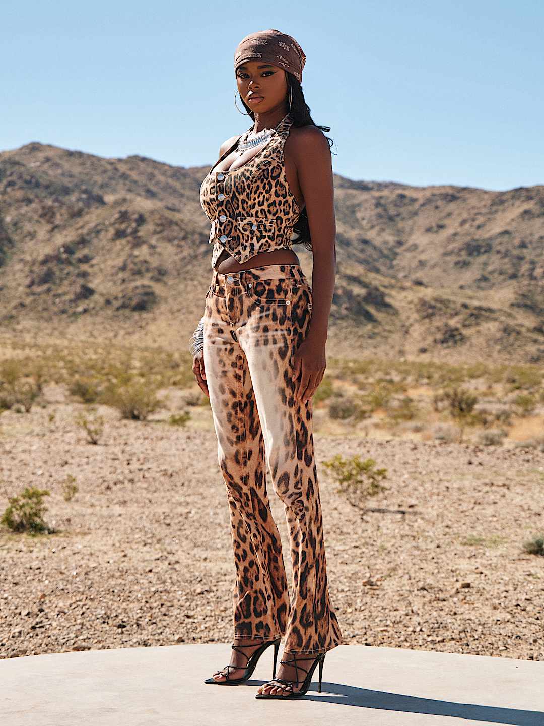 BECCA MID RISE LEOPARD FLAP BOOTCUT JEAN, image 1