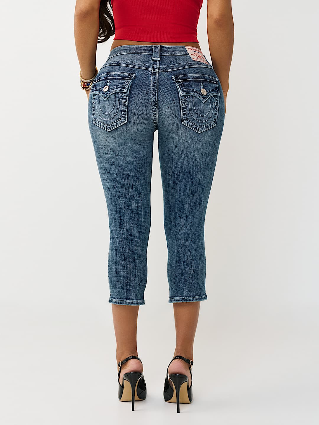 JENNIE MID RISE FLAP CURVY SKINNY CAPRI, image 5