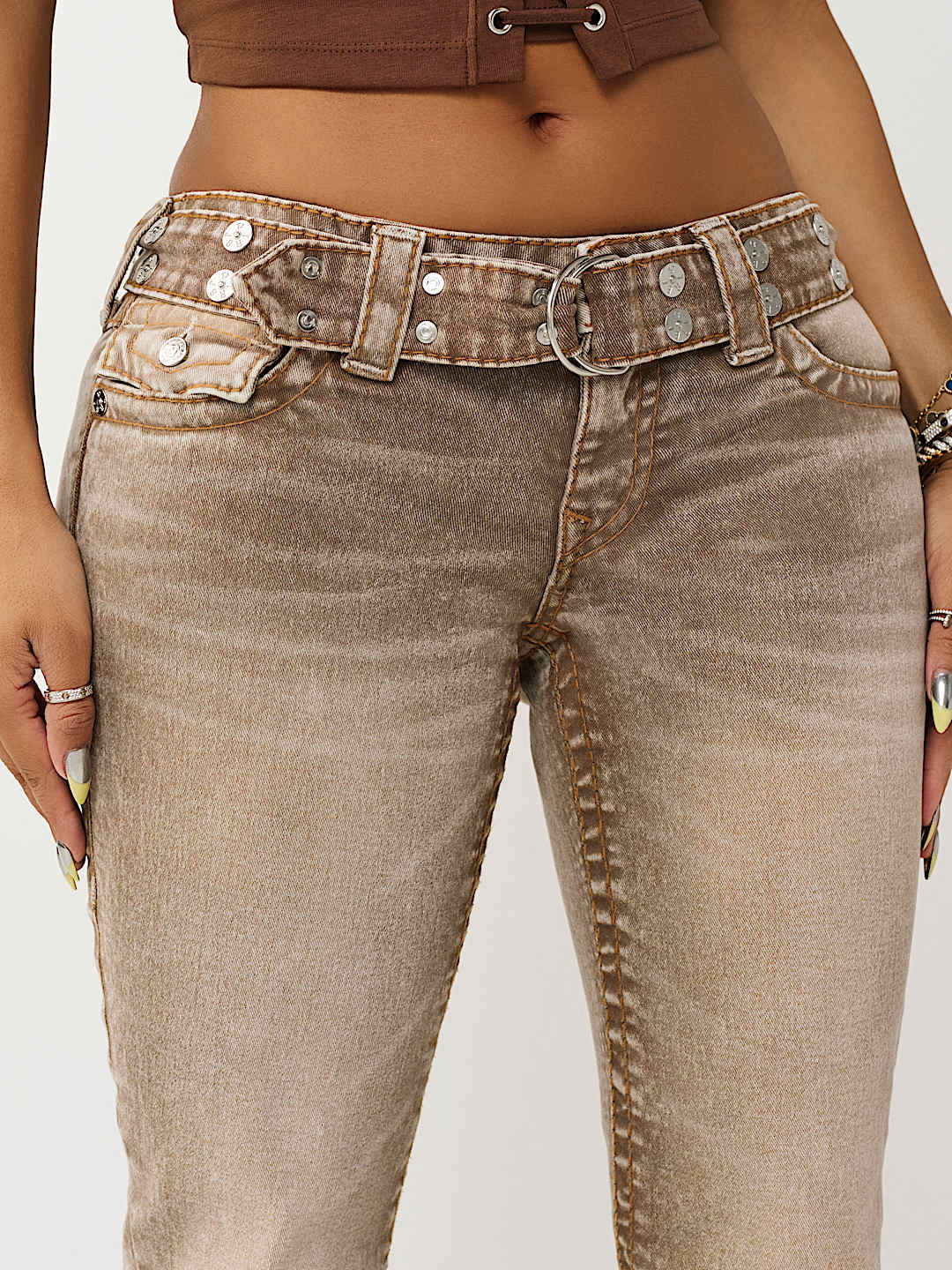 JOEY LOW RISE BELTED BIG T FLARE JEAN, image 4