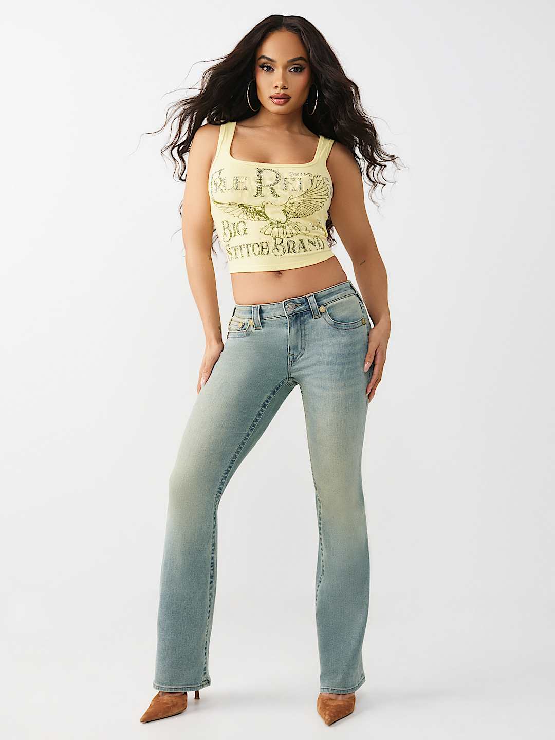 BECCA MID RISE ARCHED LOGO BOOTCUT JEAN , image 4