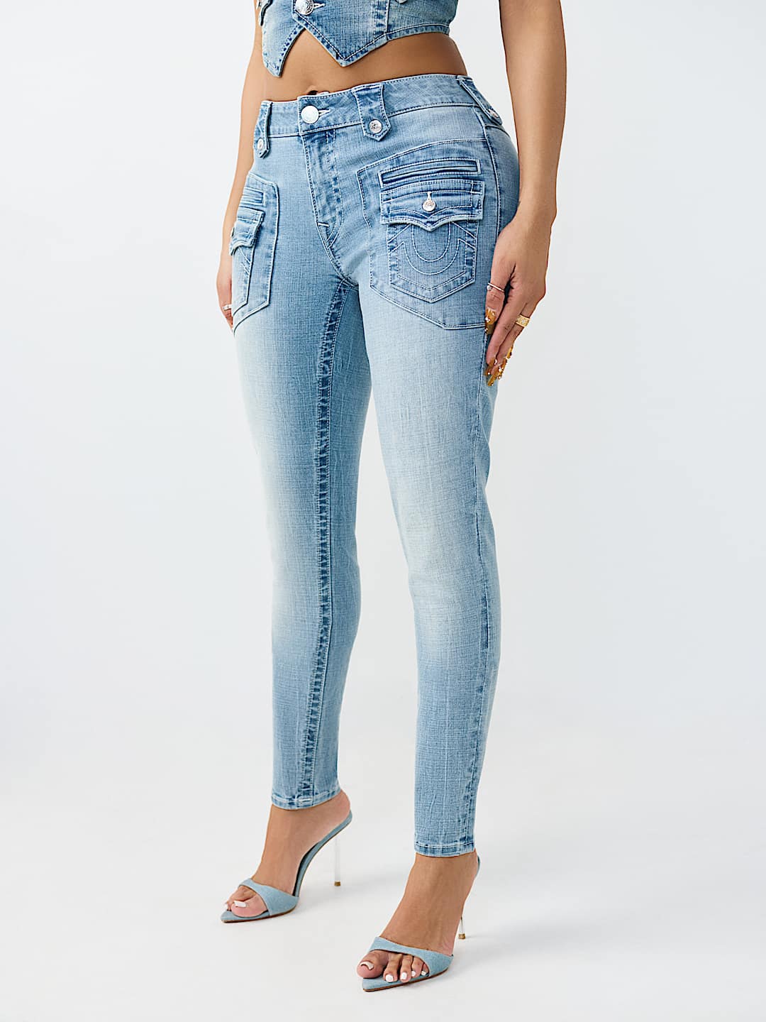 JENNIE MID RISE RETRO POCKET FLAP CURVY SKINNY JEAN, image 3