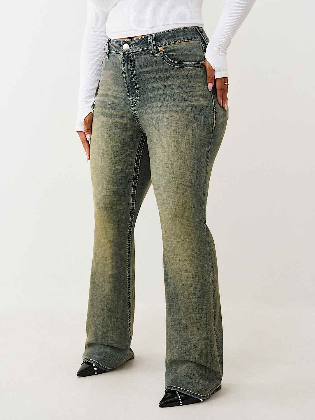 PLUS BECCA MID RISE BIG T BOOTCUT JEAN, image 4