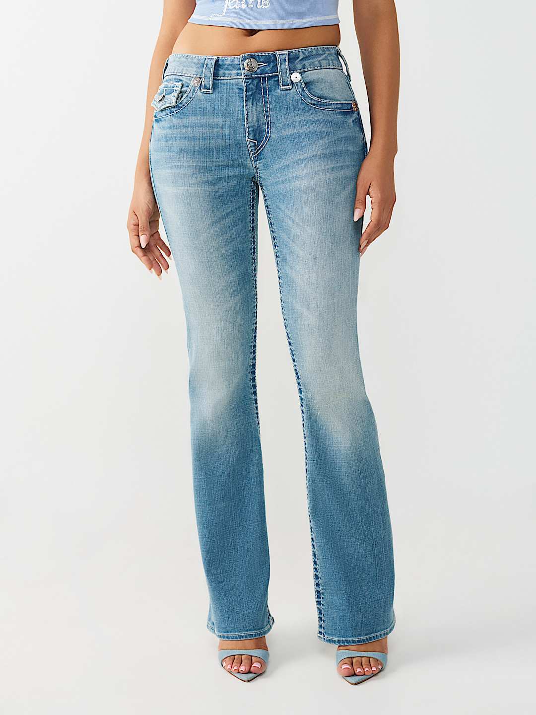 BECCA MID RISE BIG T TATTOO FLAP BOOTCUT JEAN, image 3