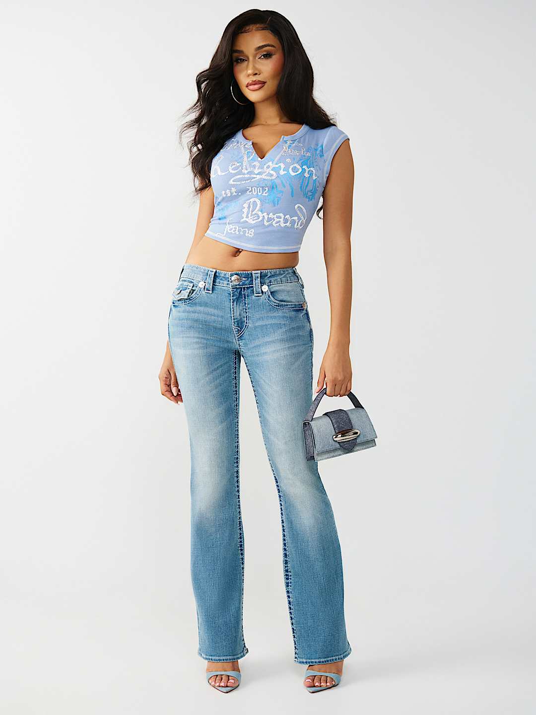 BECCA MID RISE BIG T TATTOO FLAP BOOTCUT JEAN, image 4