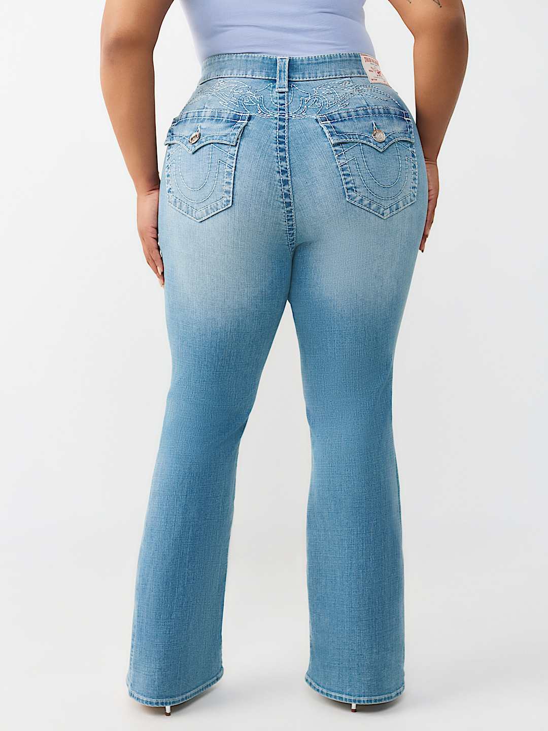 PLUS BECCA MID RISE BIG T TATTOO FLAP BOOTCUT JEAN, image 5