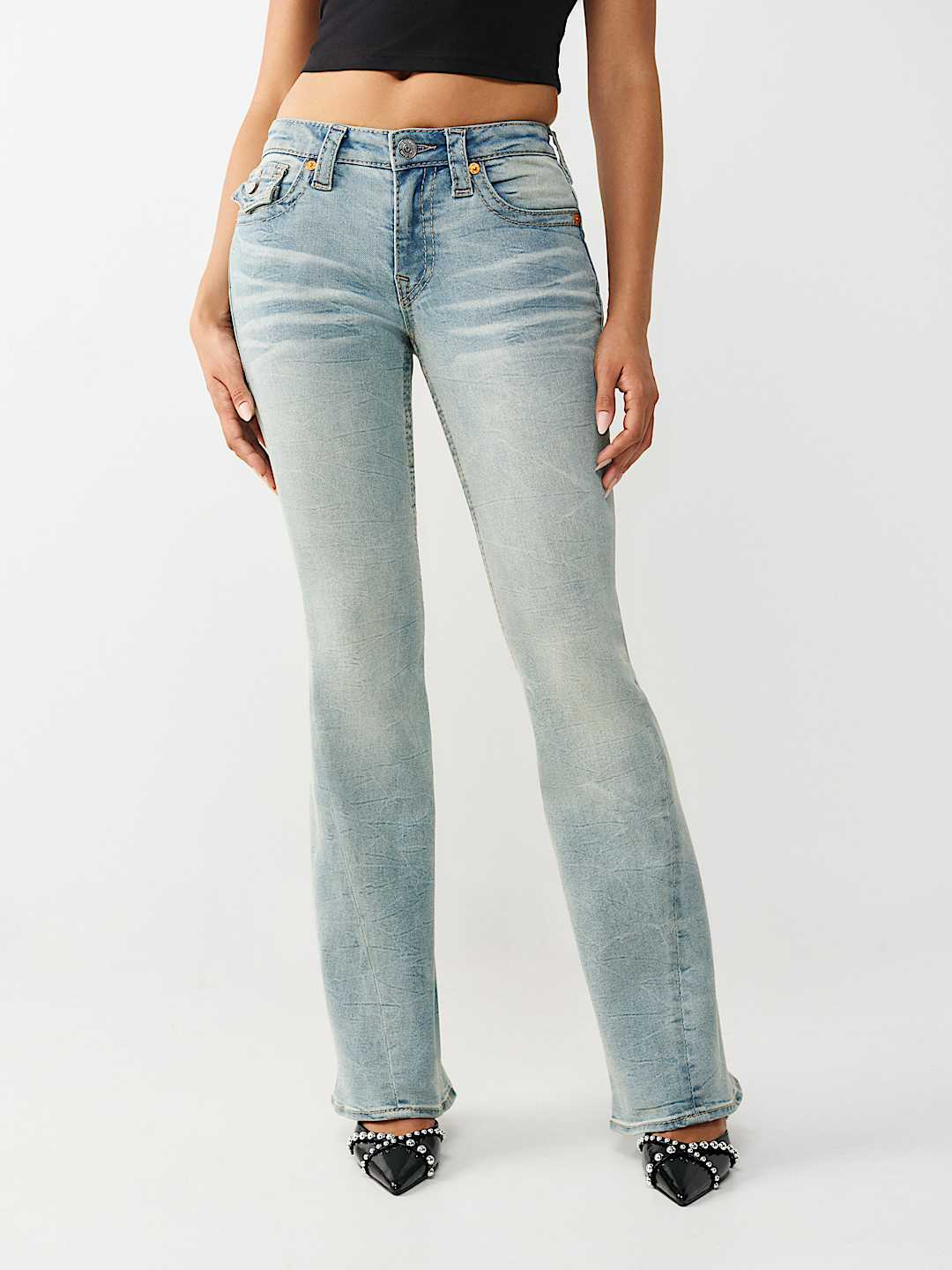 JOEY MID RISE BIG T FLAP FLARE JEAN, image 2