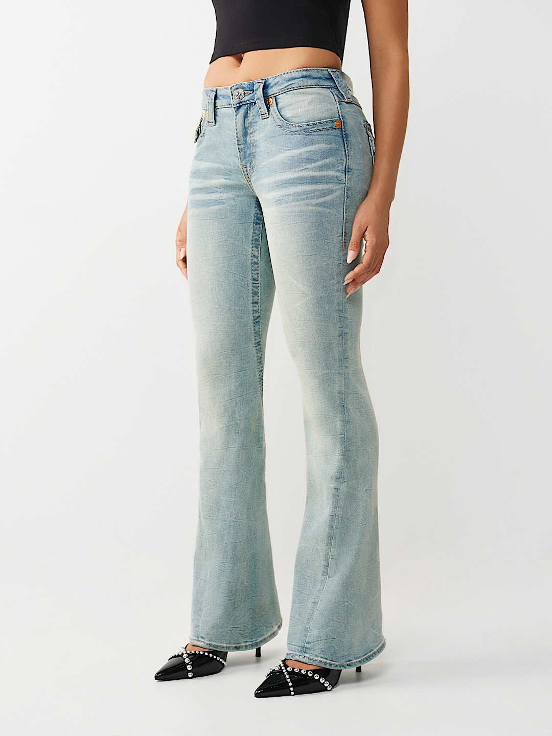 JOEY MID RISE BIG T FLAP FLARE JEAN, image 4