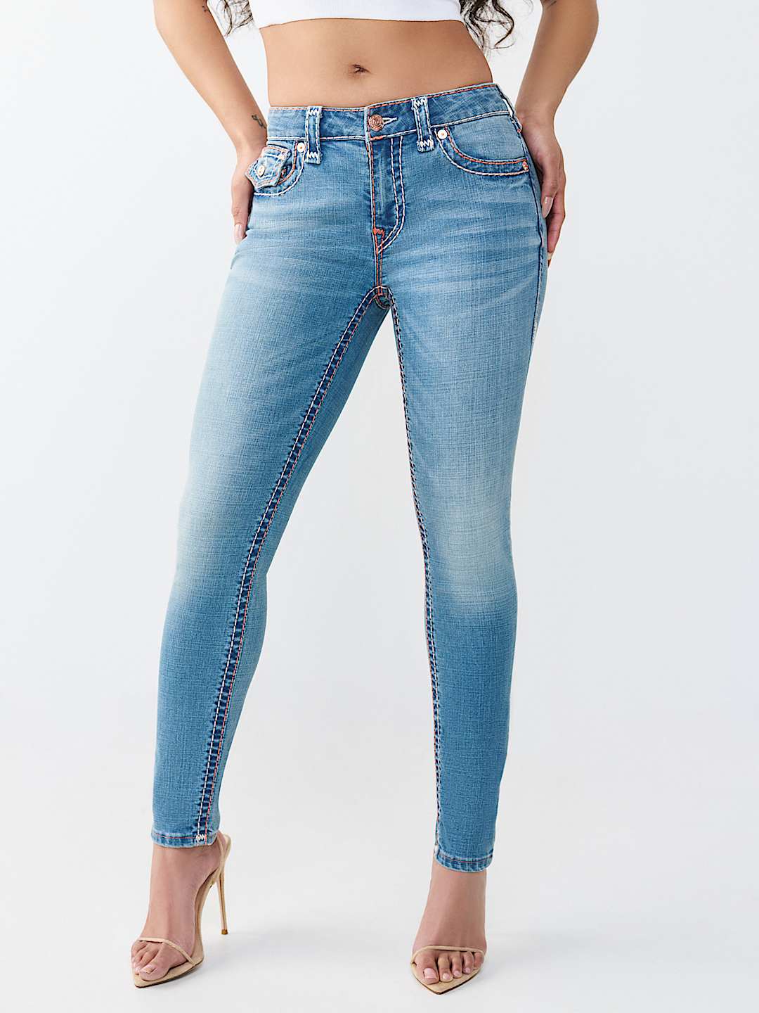 JENNIE MID RISE SUPER T FLAP CURVY SKINNY JEAN, image 2