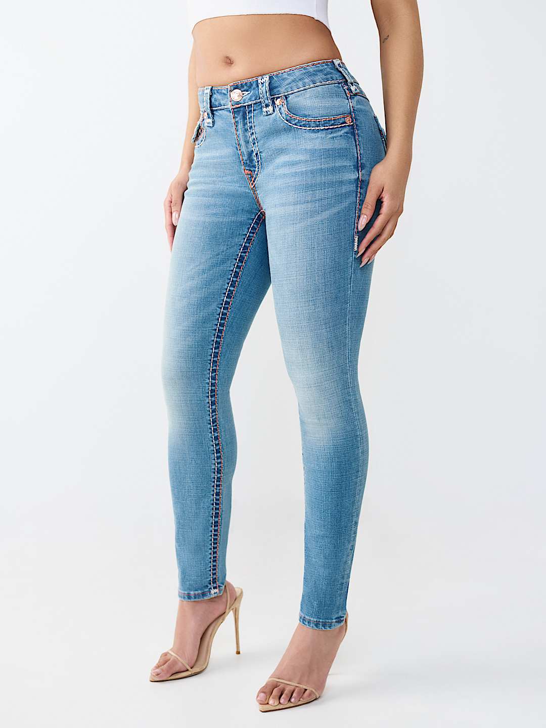 JENNIE MID RISE SUPER T FLAP CURVY SKINNY JEAN, image 4