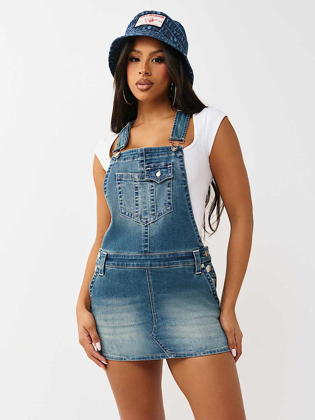 DENIM OVERALL DRESS, image 1