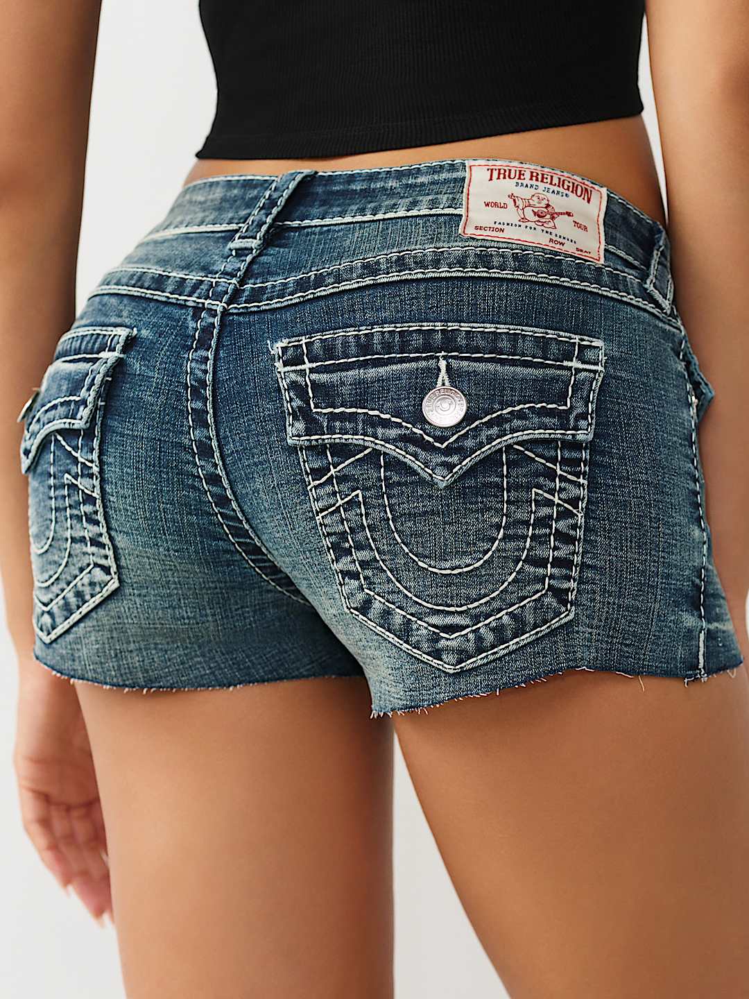 Женские джинсовые шорты True Religion Joey Low Rise Big T Flap, жёлтые