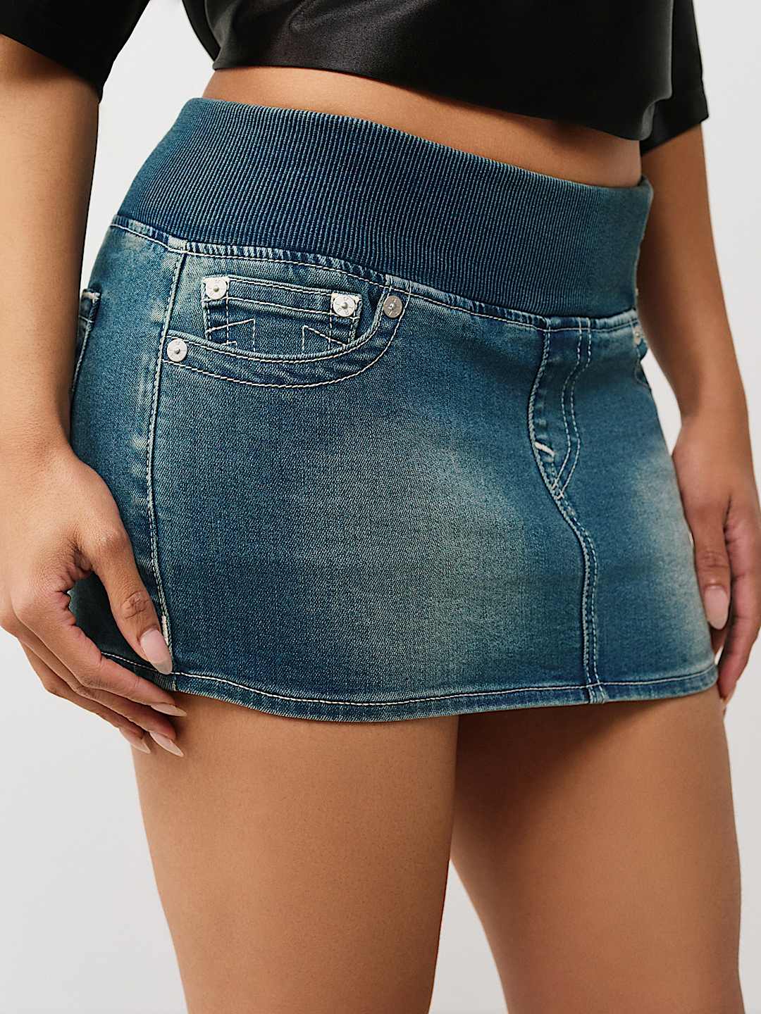 DENIM PULL-ON Y2K MINI SKIRT, image 6