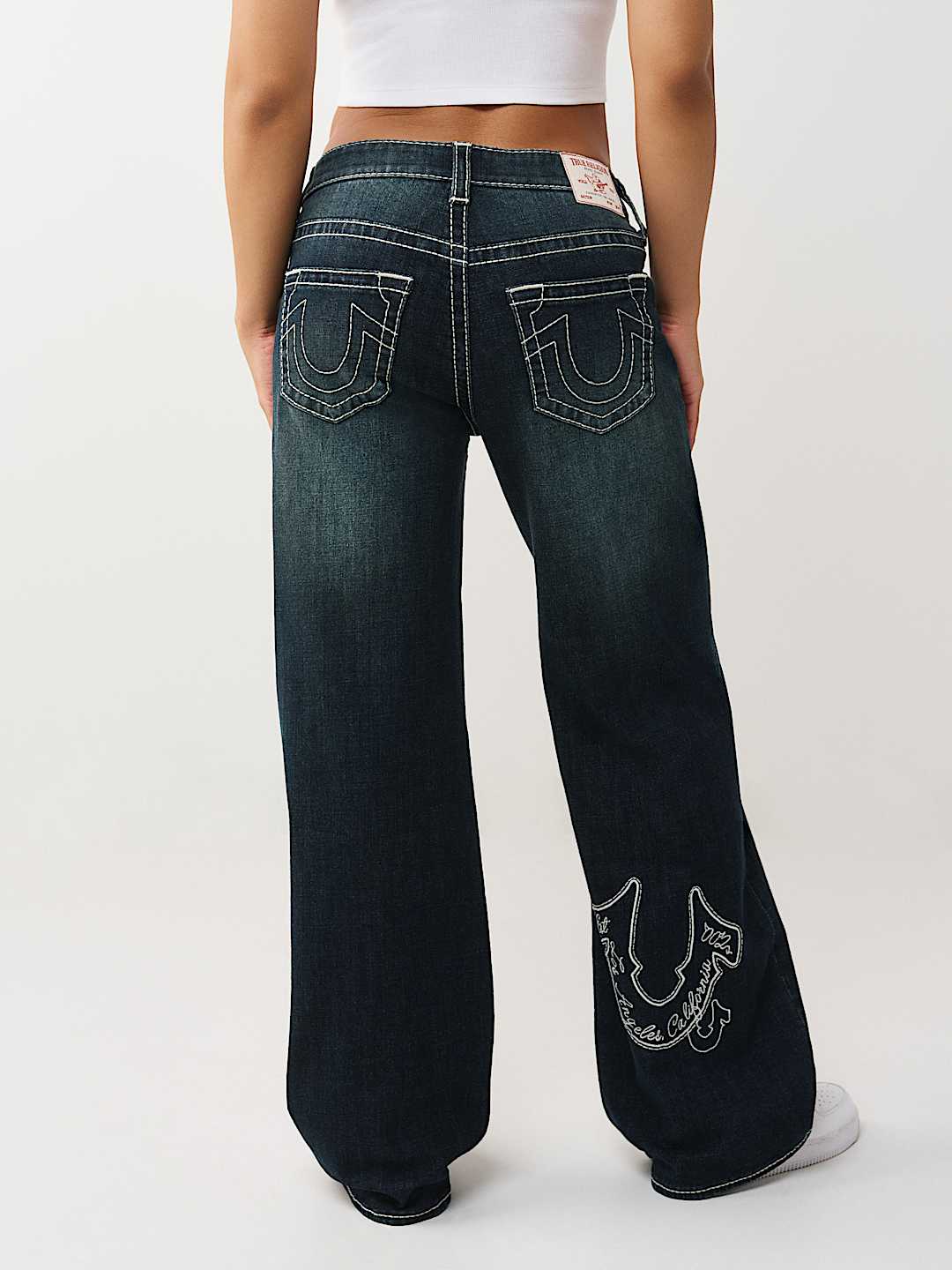 BOBBI MID RISE EMBROIDERED BIG T BAGGY JEAN, image 9