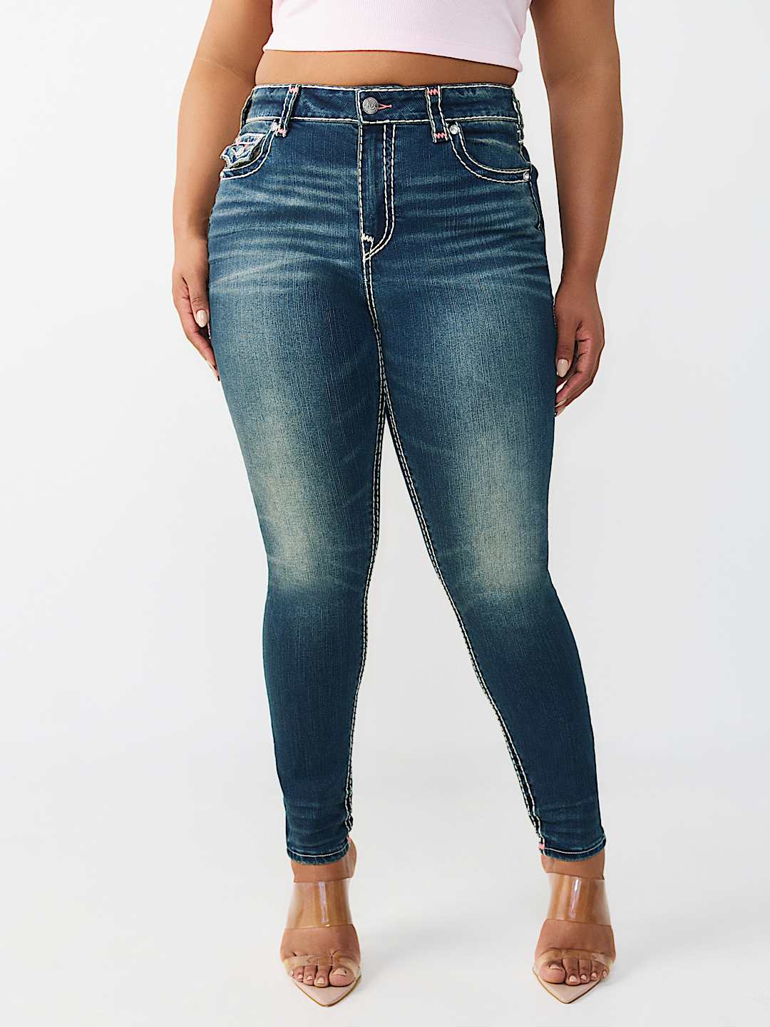PLUS JENNIE MID RISE SUPER T FLAP CURVY SKINNY JEAN, image 2