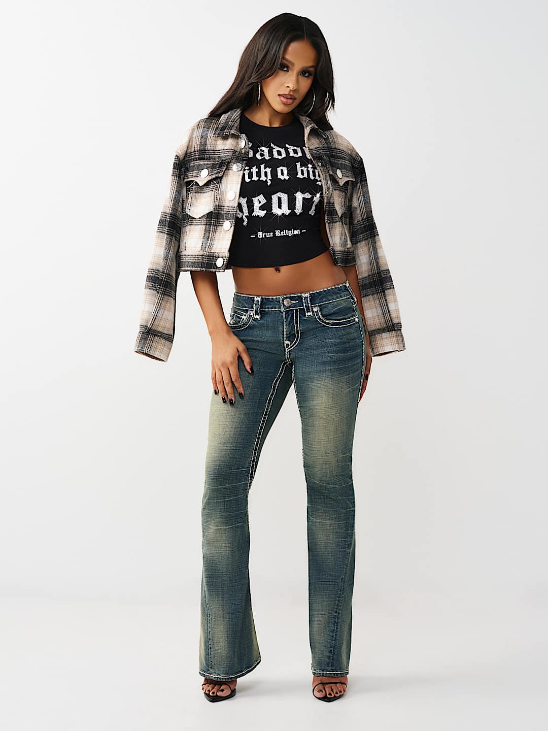 JOEY LOW RISE SUPER T FLAP FLARE JEAN, image 3