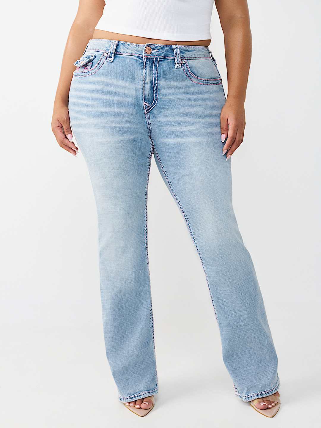 PLUS BECCA MID RISE SUPER T BOOTCUT FLAP JEAN, image 2