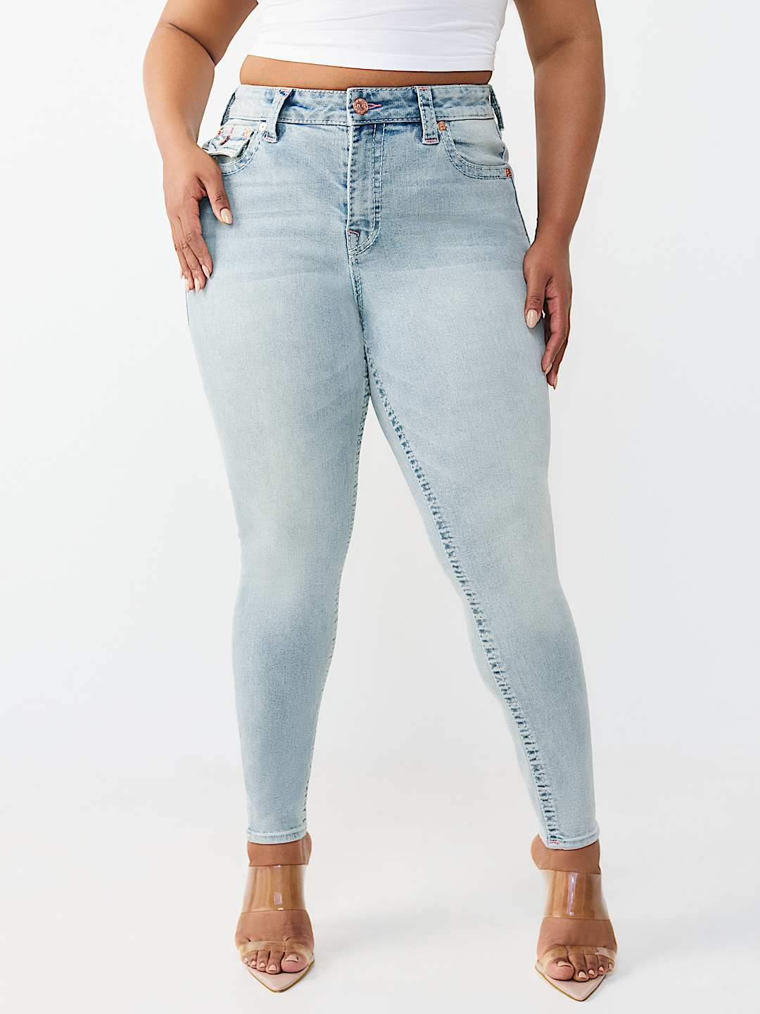 PLUS JENNIE MID RISE BIG T FLAP CURVY SKINNY JEAN, image 2