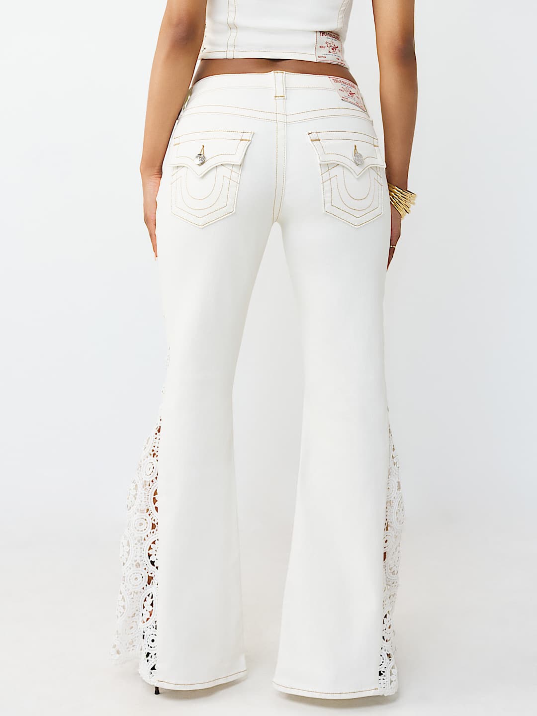CROCHET MID RISE FLAP FLARE JEAN, image 5