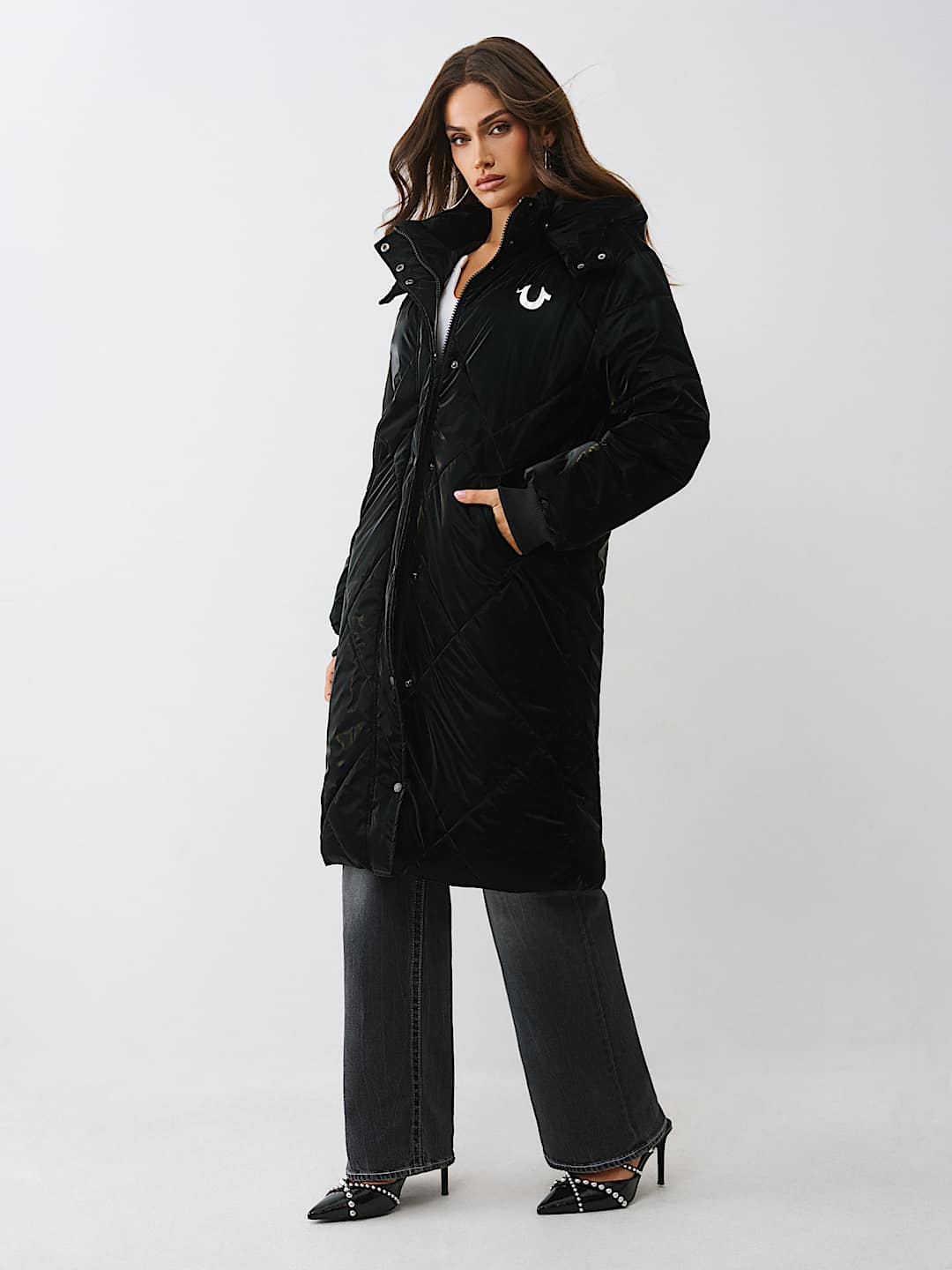 HIGH-SHINE METALLIC LONG PUFFER JACKET, image 4