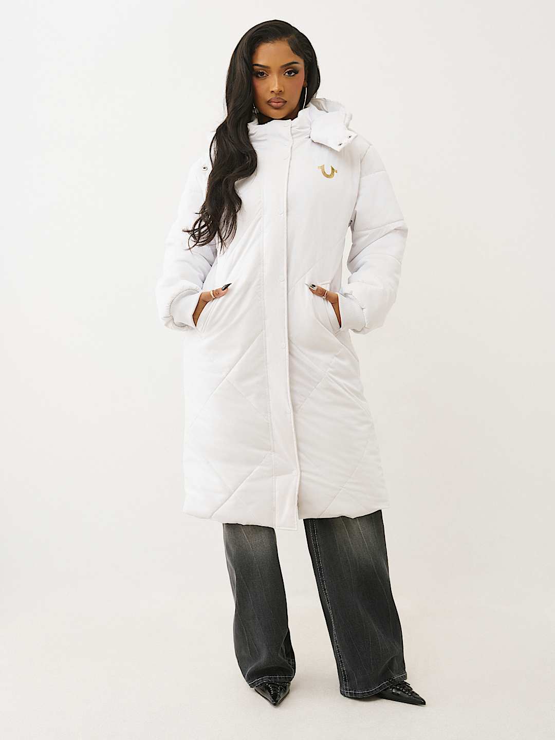 HIGH-SHINE METALLIC LONG PUFFER JACKET, image 4