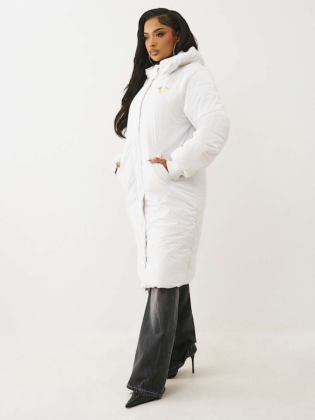 HIGH-SHINE METALLIC LONG PUFFER JACKET, image 5