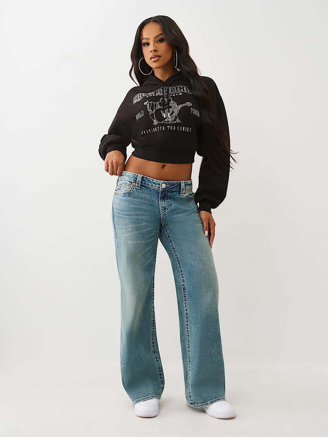 CRYSTAL LOGO SHRUNKEN HOODIE, image 3